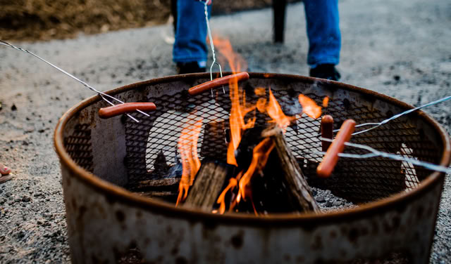 Snyders campfire hotdog roasting
