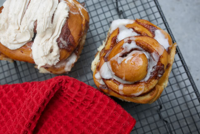 Cinnamon rolls with icing.
